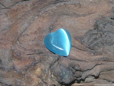 Hartje plaksteen cateye, 10x14mm, lichtblauw