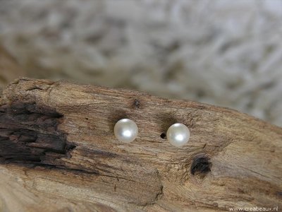 Oorbellen imit. parels, 7mm, zalmroze