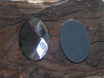 Plaksteen ovaal facet geslepen, 29x21mm, kristal