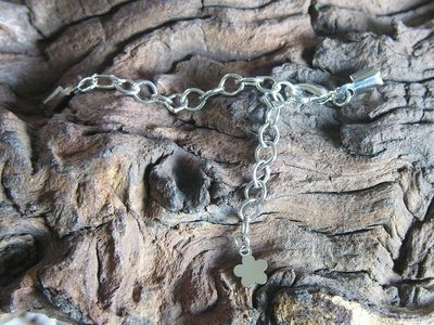 Verlengketting met bloemetje, 86mm, nikkelkleur