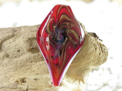 Bladvorm punt, 64x35mm, rood-goudkleur