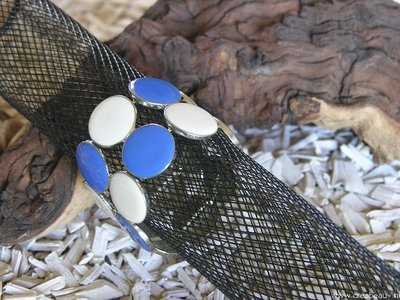 Ronde schakels dubbel, elastisch, wit-blauw