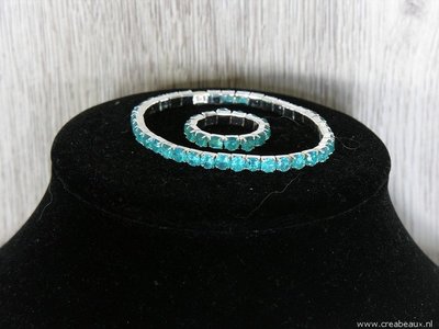 Set armband & ring, 16cm & 18mm, azuurblauw