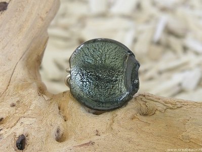 Aludeco met glaskraal (mt18), 27x28mm, zwart-zilverkleur