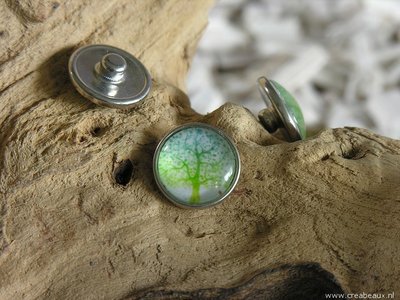 Drukknoop boom, 18mm, groen-donkergroen