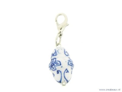 Flying charm, ovaal, Delfts Blauw