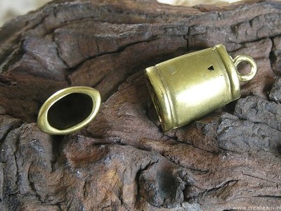 Leerslot, 30x17mm, oud goudkleur