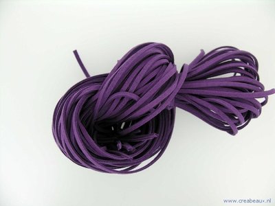 Veter imit. suede, 3mm, donker paars