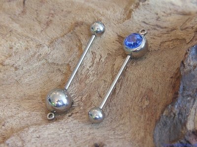 Nietstift met afneembare strassbol, 35x8mm, donkerblauw