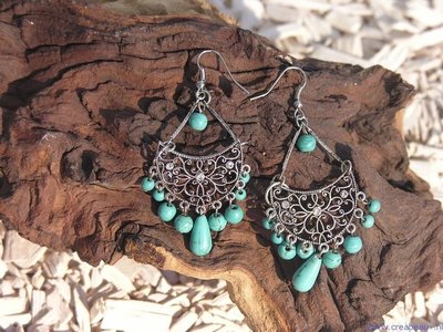 Set oorbellen, turquoise