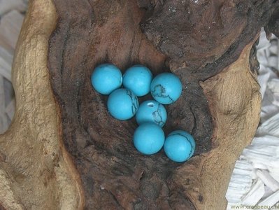Kraal met halfgeboord gat, 08mm, turquoise