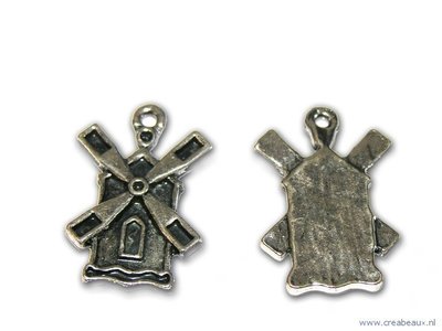 Molen, 30x20mm, zilverkleurig