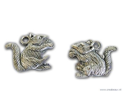 Eekhoorn, 19x18mm, zilverkleurig