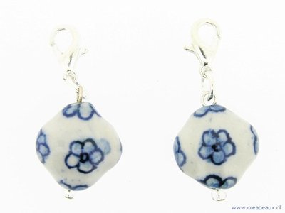 Flying charm, kubus afgerond, Delfts Blauw
