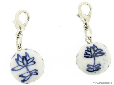 Flying charm, rond/plat, Delfts Blauw
