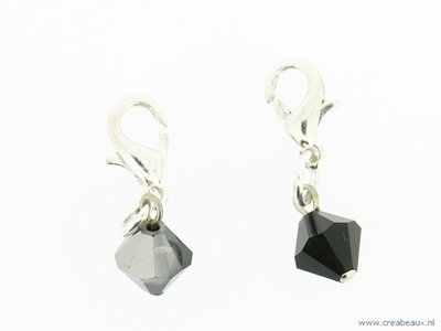 Flying charm, konisch facet geslepen, antraciet