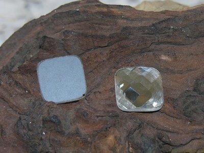 Plaksteen facet geslepen, 17x17mm, kristal