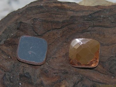 Plaksteen facet geslepen, 17x17mm, zachtroze