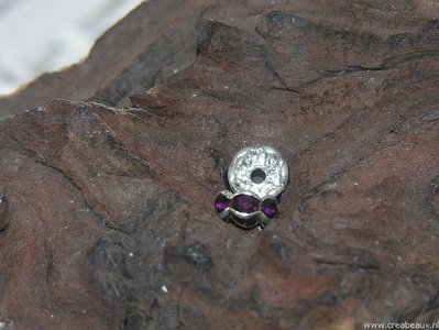 Spacer met kristal, 08mm, zilverkleur-donker amethist
