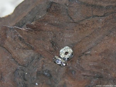 Spacer met kristal, 06mm, zilverkleur-donkergrijs