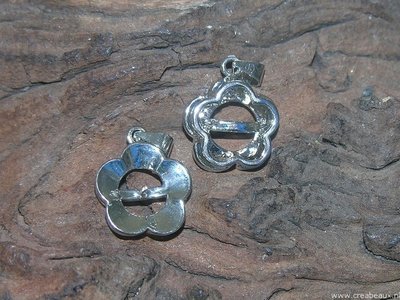 Bloem met pin, 22x15mm, zilverkleur