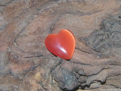 Hartje plaksteen cateye, 10x14mm, oranje