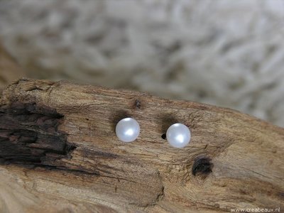 Oorbellen imit. parels, 7mm, wit