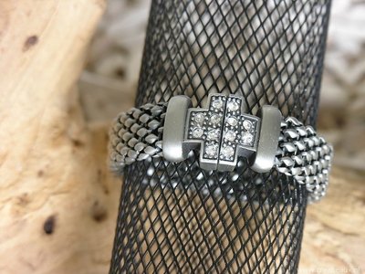 Armband met strass, 19cm, gunmetal grijs