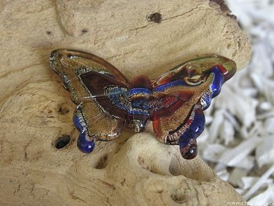 Vlinder Italian Style, 62x40mm, donkerblauw-zilverkleur