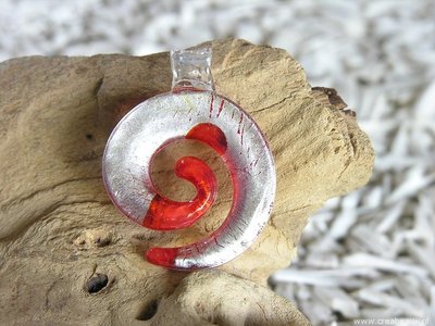Swirl, 53x42mm, rood-zilverkleur