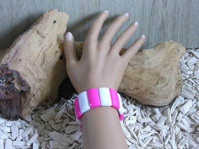 Rechthoeken, 16cm, roze-wit
