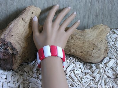 Rechthoeken, 16cm, rood-wit
