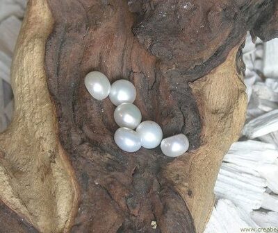 Zoetwaterparel met halfgeboord gat, 8x5mm, naturel