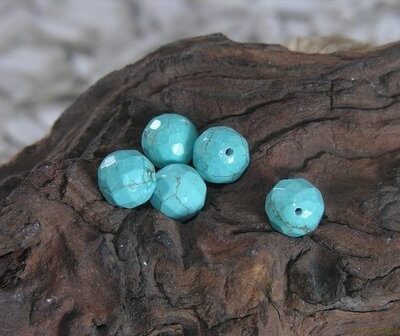 Kraal facet geslepen, 12mm, Howelite Turquoise