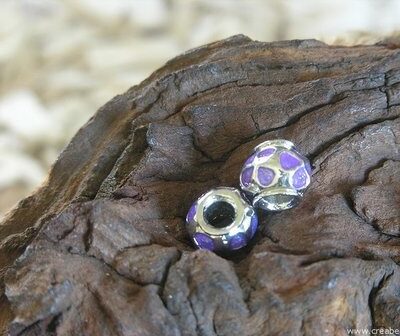 Pandora kraal met epoxy, 14x11mm, lilapaars